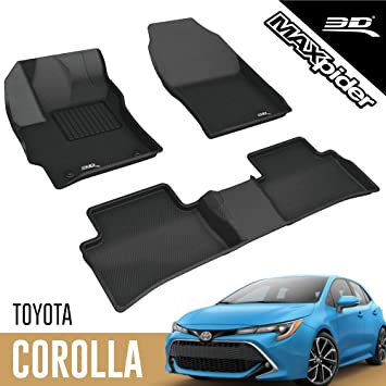 3D MAXpider 2019-2020 Toyota Corolla Hatchback Kagu 1st Row Floormats - Black - eliteracefab.com