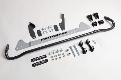 Progress Tech has done it! We have designed an integrated and adjustable rear sway bar-brace-end link system that will deliver unmatched performance and reliability. Our development team understands that performance enthusiasts want an integrated sway bar system. This is a complete sway bar system that offers superior performance, quiet operation and durable suspension upgrade. These new systems are designed for high-performance street, autocross and track use. These latest Progress Sway bar systems will pe