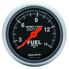 Load image into Gallery viewer, Autometer 2-1/16in 0-15 PSI Mechanical Sport-Comp Fuel Pressure Gauge