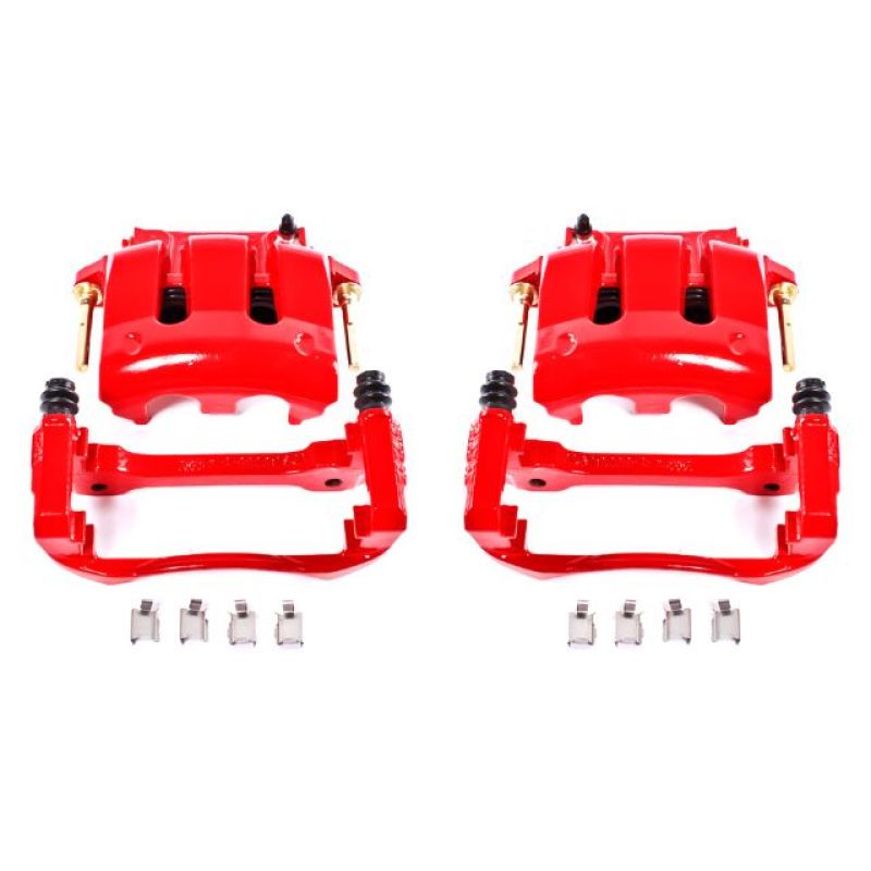 Power Stop 05-14 Ford Mustang Front Red Calipers w/Brackets - Pair - eliteracefab.com