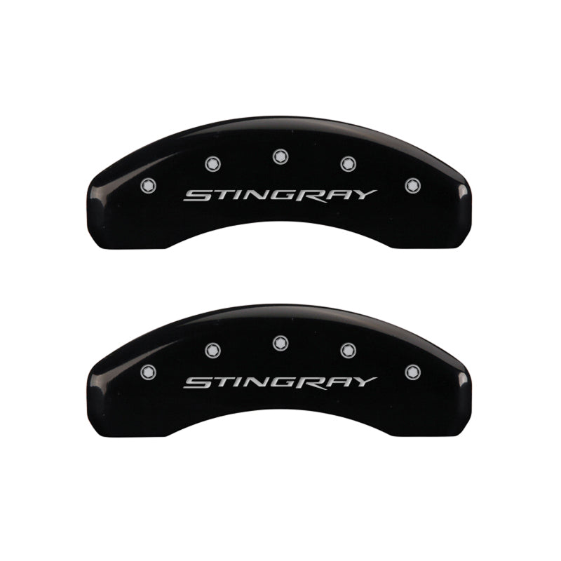 MGP 4 Caliper Covers Engraved Front & Rear Stingray Black finish silver ch MGP