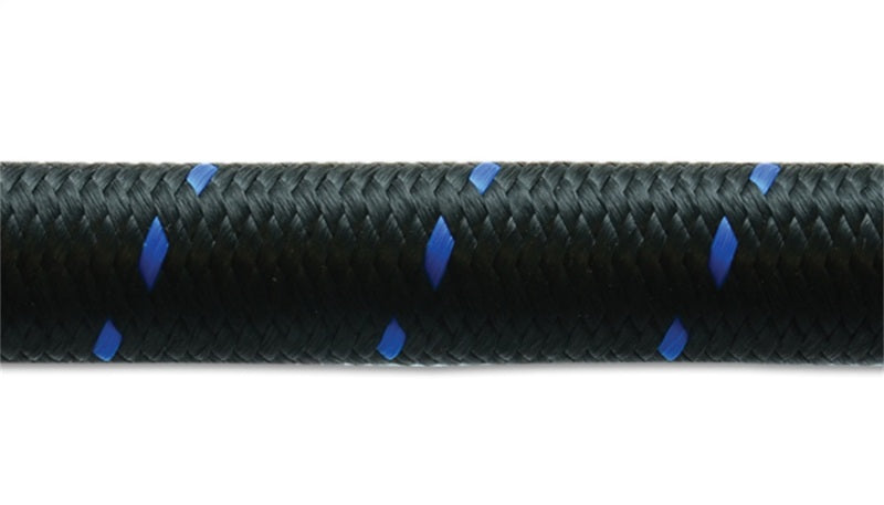 Vibrant -4 AN Two-Tone Black/Blue Nylon Braided Flex Hose (10 foot roll).