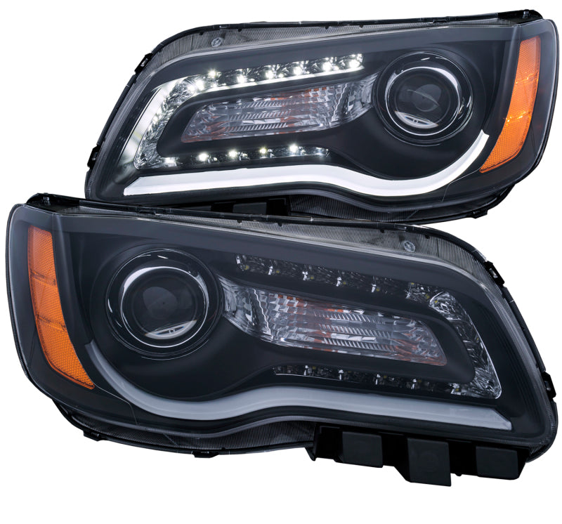 ANZO USA Chrysler 300 Projector Headlights W/ Plank Style Design Black; 2011-2014 - eliteracefab.com