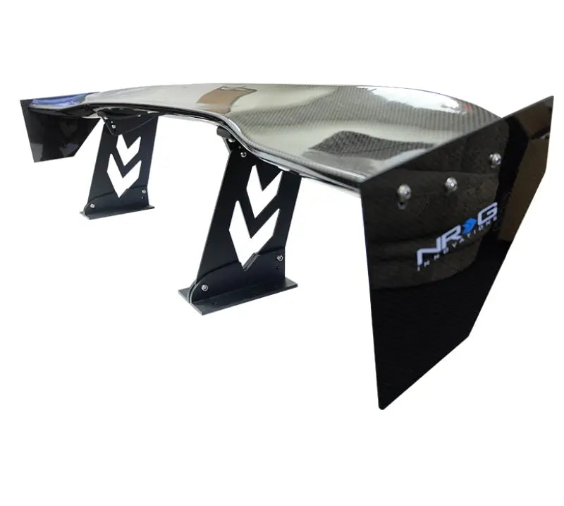 NRG Carbon Fiber Weave 59 Inch Universal Rear Spoiler Arrow Cut Out Stands and NRG logo End Plates - eliteracefab.com