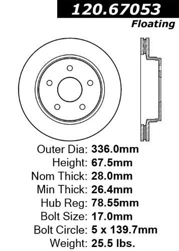 CENTRIC PERFORMANCE BRAKE ROTOR, 120.67053 - eliteracefab.com