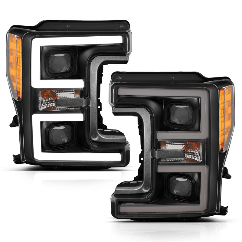 ANZO LED Headlights 17-18 Ford F-250 Super Duty Plank-Style L.E.D. Headlight Black (Pair) - eliteracefab.com