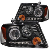 ANZO USA Ford F-150 Projector Headlights W/ Halo & Led Black G2; 2004-2008