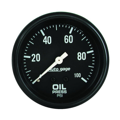 Autometer AutoGage 2-5/8in Mechanical Black 0-100 PSI Oil Pressure Gauge 2312