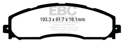 EBC 13+ Ford F250 (inc Super Duty) 6.2 (2WD) Yellowstuff Rear Brake Pads - eliteracefab.com