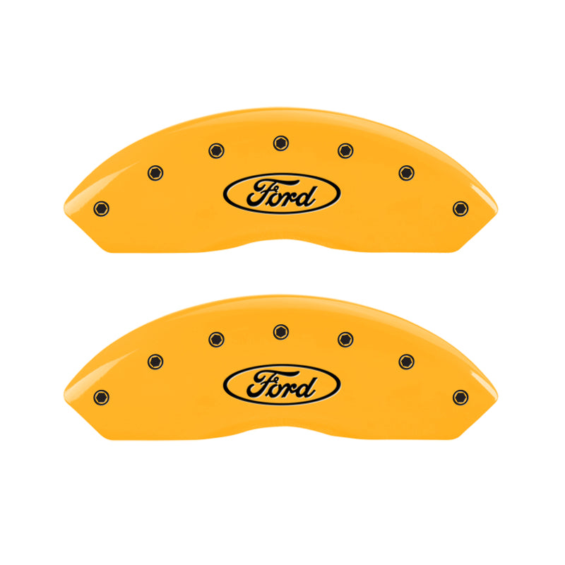 MGP 4 Caliper Covers Engraved F & R Oval Logo/Ford Yellow Finish Black Char 2002 Ford Explorer Sport MGP