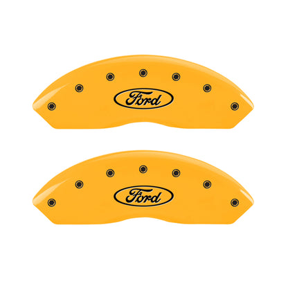MGP 4 Caliper Covers Engraved F & R Oval Logo/Ford Yellow Finish Black Char 2002 Ford Explorer Sport MGP