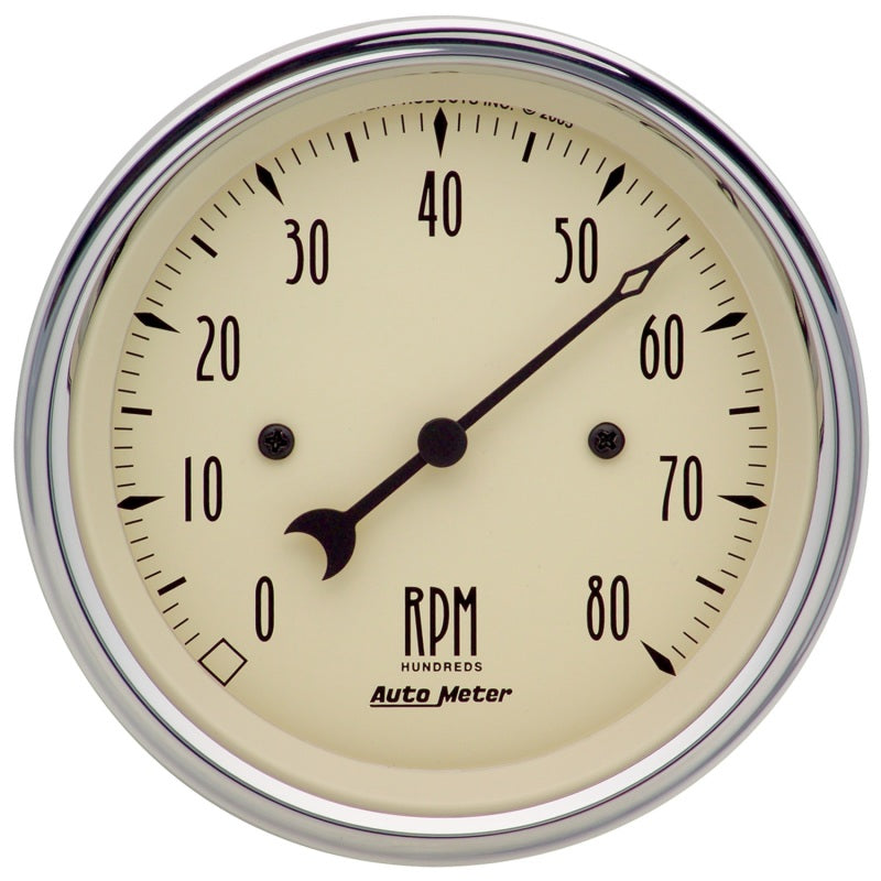 Autometer 3-3/8in. Antique Beige 8K RPM In-Dash Tachometer Gauge 1890