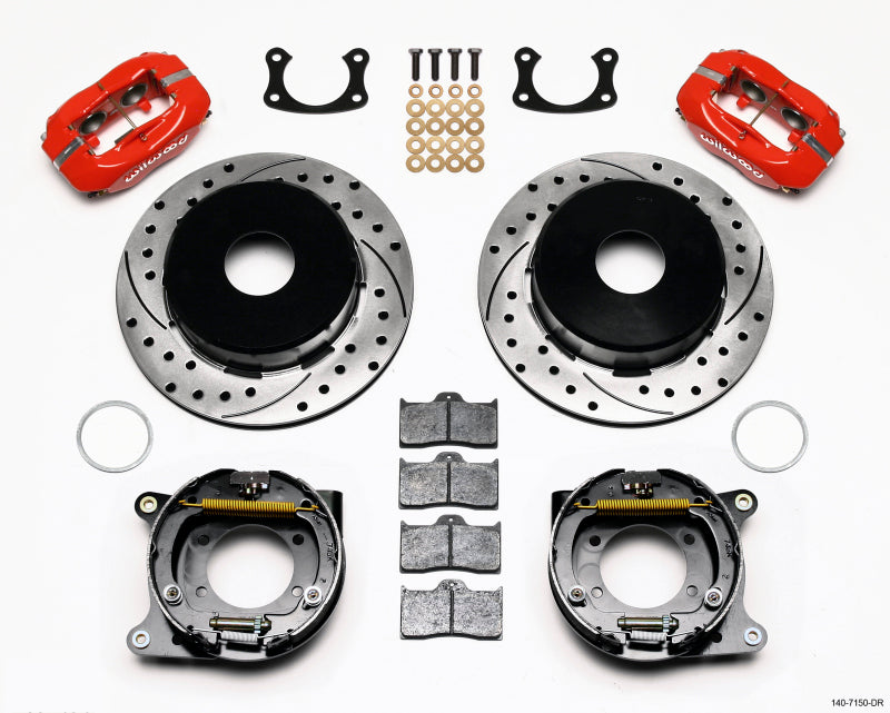 Wilwood Forged Dynalite P/S Park Brake Kit Drilled Red Big Ford New 2.50in Offset Currie Blank Wilwood