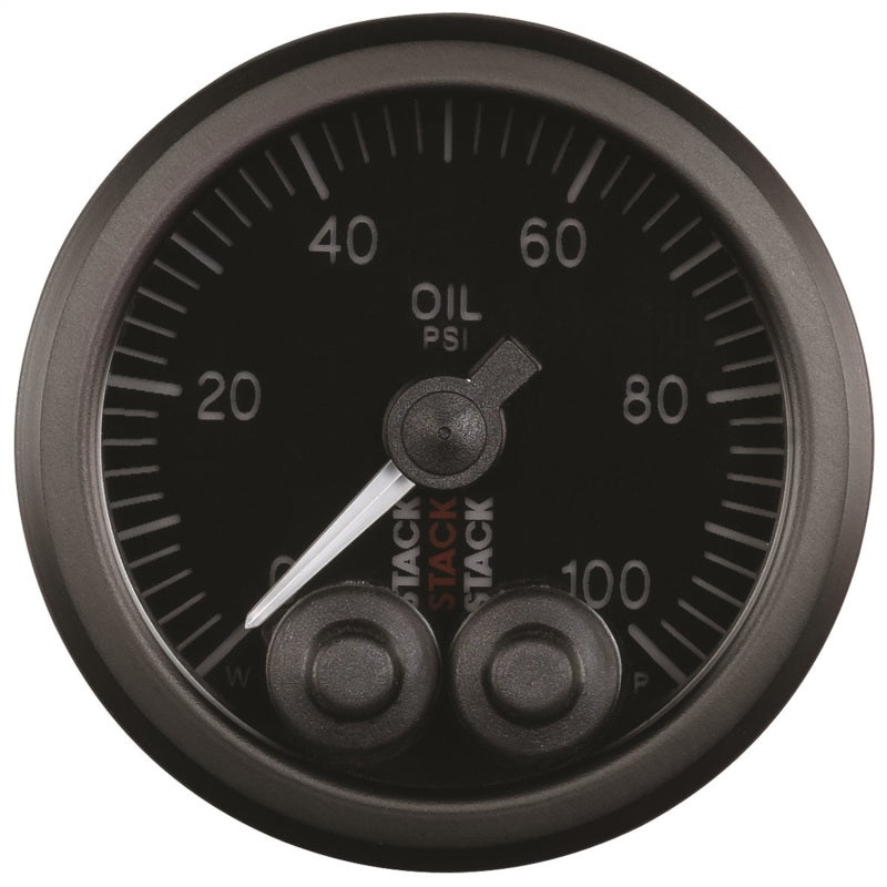 Autometer Stack Instruments Pro Control 52mm 0-100 PSI Oil Pressure Gauge - Black (1/8in NPTF Male).