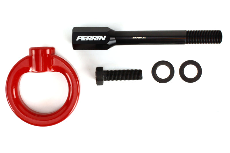 Perrin 02-07 Subaru WRX/STI Tow Hook Kit (Front) - Red - eliteracefab.com