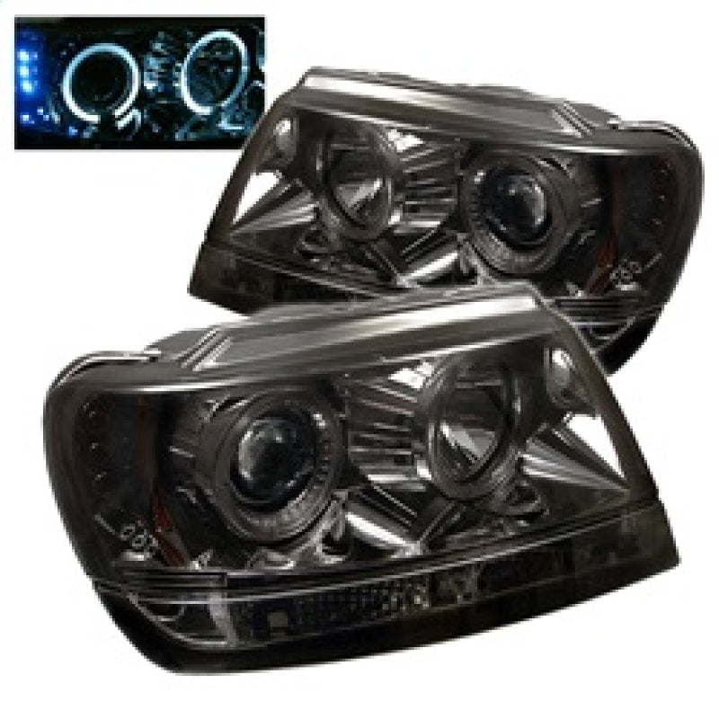 Spyder Jeep Grand Cherokee 99-04 Projector Headlights LED Halo LED Smke - PRO-YD-JGC99-HL-SMC - eliteracefab.com