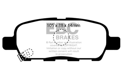 EBC 08-13 Infiniti EX35 3.5 Yellowstuff Rear Brake Pads - eliteracefab.com