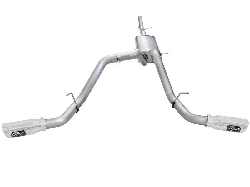 aFe Mach Force-XP Exhaust 3in Cat-Back SS 14-15 GM 1500 Trucks 4.3L/5.3L Dual Split w/ Polished Tip aFe