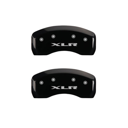 MGP 4 Caliper Covers Engraved Front Cursive/Cadillac Engraved Rear XLR Black finish silver ch MGP