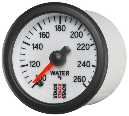 Autometer Stack 52mm 100-260 Deg F 1/8in NPTF Male Pro Stepper Motor Water Temp Gauge - White ST3358