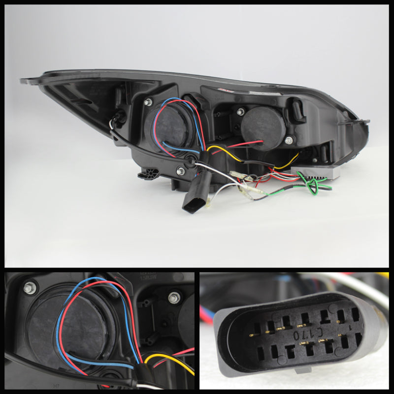 Spyder Ford Focus 12-14 Projector Headlights Halogen Model Only - DRL Black PRO-YD-FF12-DRL-BK - eliteracefab.com