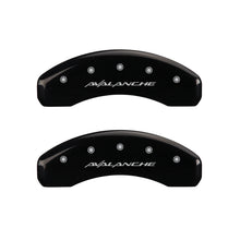 Load image into Gallery viewer, MGP 4 Caliper Covers Engraved Front &amp; Rear Avalanche Black finish silver ch MGP