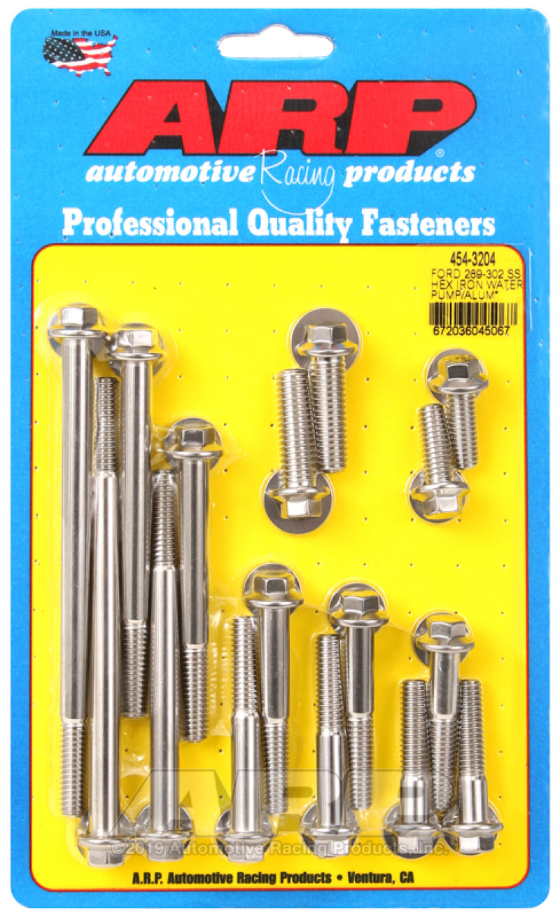 ARP Ford 289-302 SS Hex Iron Water Pump and Front Cover Bolt Kit ARP
