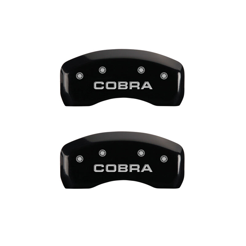 MGP 4 Caliper Covers Engraved Front & Rear Cobra Black finish silver ch MGP
