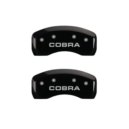 MGP 4 Caliper Covers Engraved Front & Rear Cobra Black finish silver ch MGP