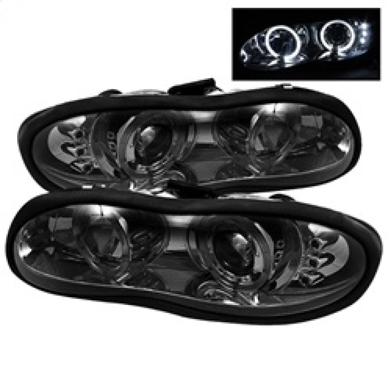 Spyder Chevy Camaro 98-02 Projector Headlights LED Halo LED Smke - Low H1 PRO-YD-CCAM98-HL-SM - eliteracefab.com