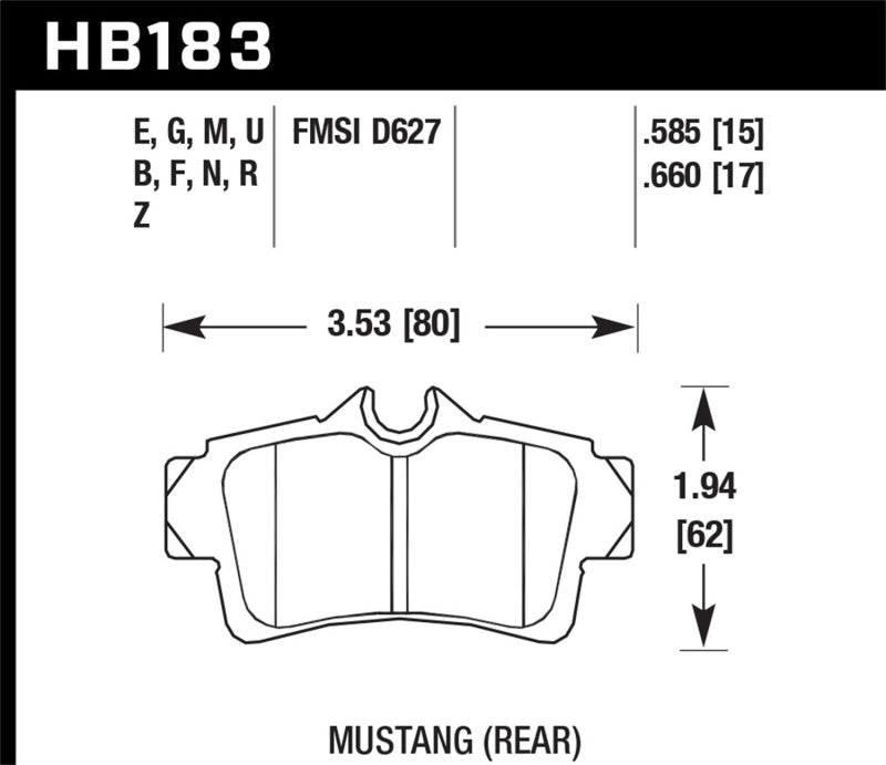 Hawk Performance Ceramic Rear Brake Pads - HB183Z.660 Hawk Performance