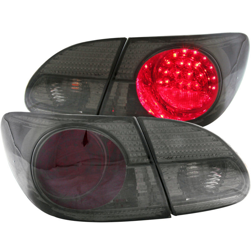 ANZO USA Toyota Corolla Led Taillights Red/Smoke; 2003-2008 - eliteracefab.com