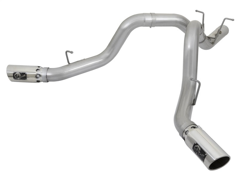 aFe ATLAS 4in DPF-Back Alum Steel Exhaust System w/Dual Exit Polished Tip 2017 GM Duramax 6.6L (td) aFe