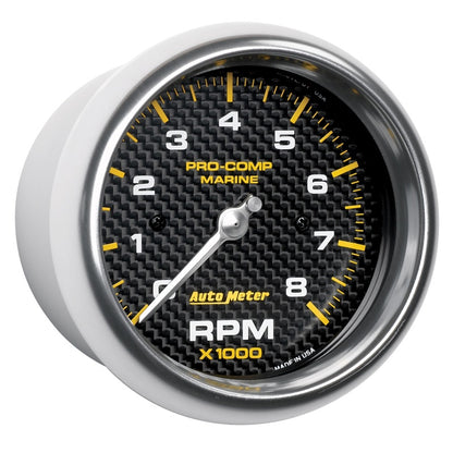 Autometer Marine Carbon Fiber 3-3/8in 8k RPM Tachometer.