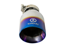 Load image into Gallery viewer, aFe Takeda 304 Stainless Steel Clamp-On Exhaust Tip 2.5in Inlet / 4in Outlet - Blue Flame - eliteracefab.com