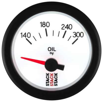 Autometer Stack 52mm 140-300 Deg F 1/8in NPTF Electric Oil Temp Gauge - White ST3260