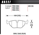 Hawk Performance DTC-50 Rear Brake Pads - HB227V.630