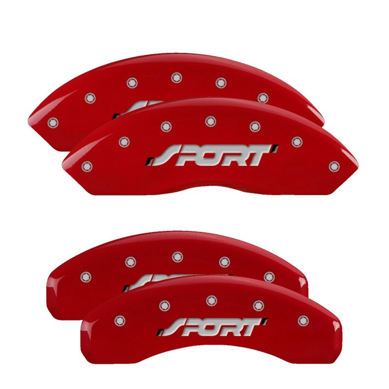 MGP 4 Caliper Covers Engraved Front & Rear SPORT Red finish silver ch MGP