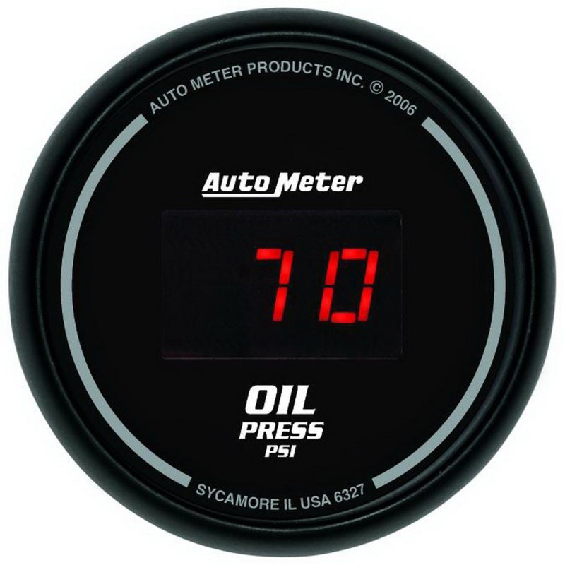 AutoMeter GAUGE; OIL PRESSURE; 2 1/16in.; 100PSI; DIGITAL; BLACK DIAL W/RED LED - eliteracefab.com