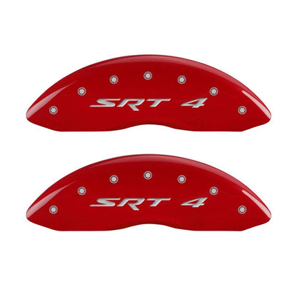 MGP 4 Caliper Covers Engraved Front Charger Engraved Rear RT Red finish silver ch MGP