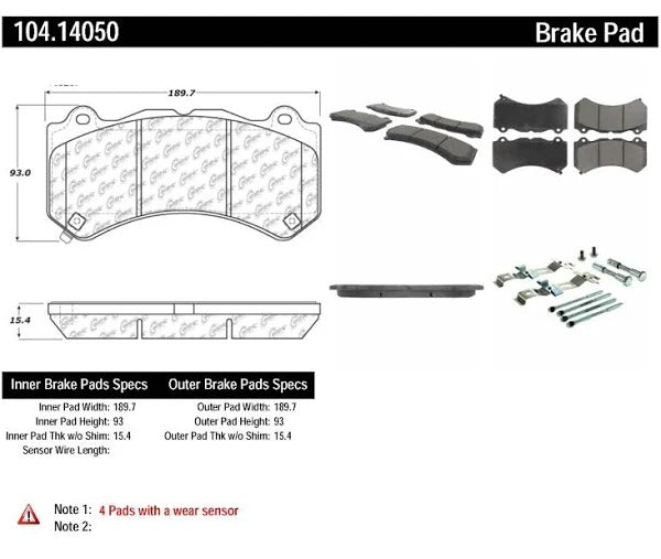 POSIQUIET 09-15 CADILLAC CTS-V / 12-15 CHEVY CAMARO ZL1 FRONT BRAKE BRAKE PADS, 104.14050 - eliteracefab.com