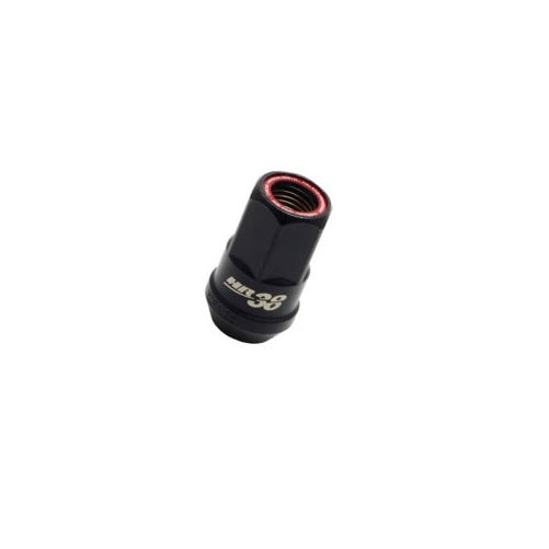 WHEEL MATE MUTEKI HR38 12x1.50 Black Chrome w/ Red Ring Open End Lug Kit Wheel Mate
