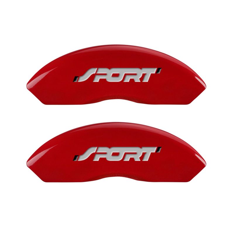 MGP 4 Caliper Covers Engraved Front & Rear No bolts/Sport Red finish silver ch MGP