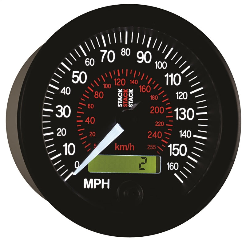 Autometer Stack Instruments 88MM 0-160 MPH / 260 KM/H Programmable Speedometer - Black ST3801