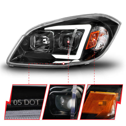 ANZO 05-10 Chevrolet Cobalt / 07-10 Pontiac G5 LED Projector Headlights w/ Seq Black Housing ANZO
