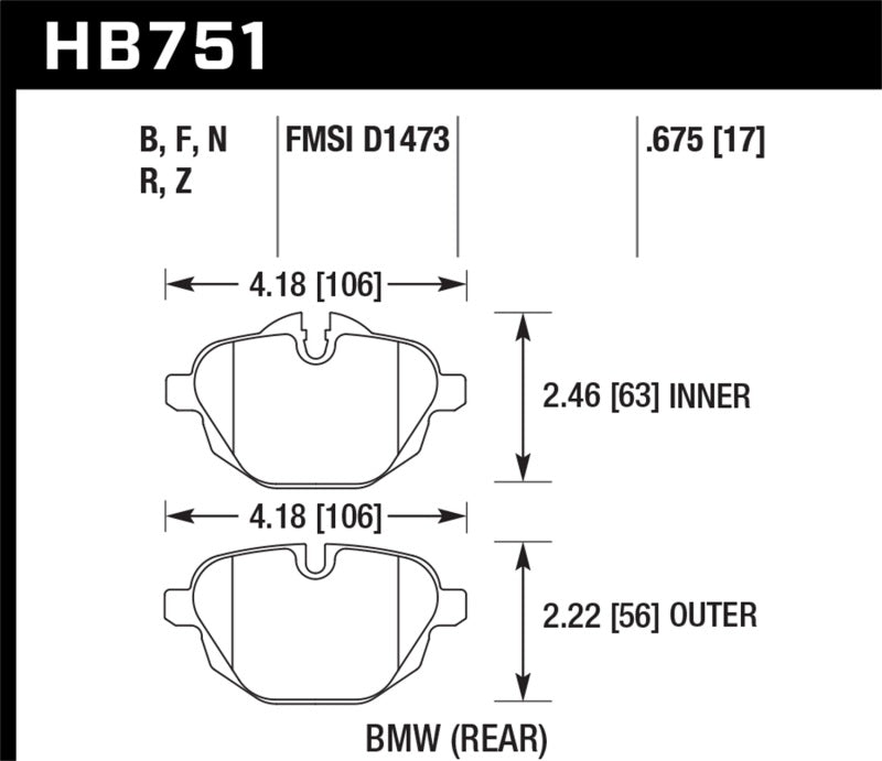 Hawk Performance HP+ Rear Brake Pads - HB751N.675 Hawk Performance