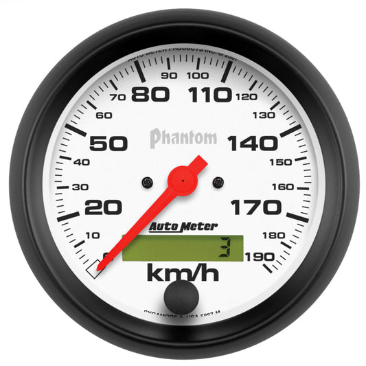 Autometer Phantom 3-3/8in 190 KM/H Speedometer Electric Program w/ LCD Odometer 5887-M