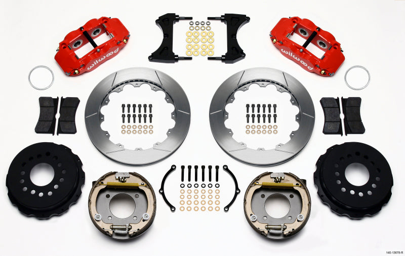 Wilwood Narrow Superlite 4R Rear P-Brk Kit 12.88in Red Chevy 12 Bolt w/ C-Clips Wilwood