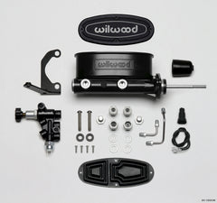 Wilwood HV Tandem M/C Kit w L/H Bracket & Prop Valve - 15/16in Bore Black-W/Pushrod - eliteracefab.com