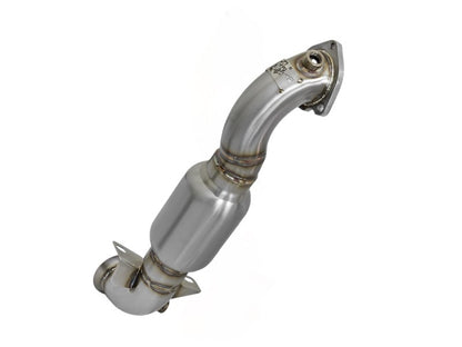 aFe 09-13 MINI Cooper S (R56) L4 1.6L (t) Twisted Steel Down Pipe 2-1/2in 304 Stainless Steel w/ Cat aFe